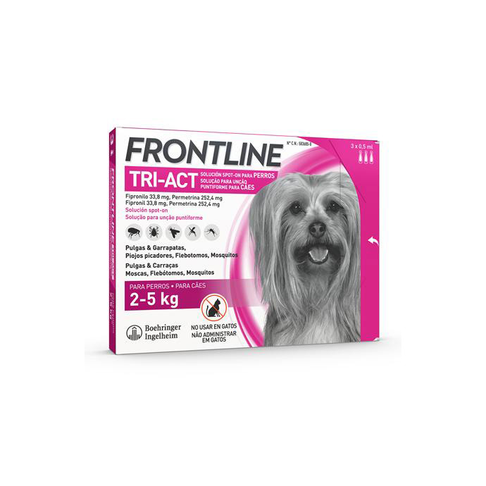 Frontline Tri-Act Cão Pipeta 2-5kg 0,5mL X3