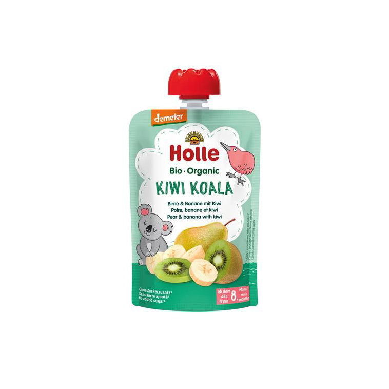 Holle Bio Puré Saqueta Kiwi Koala - Pêra e Banana com Kiwi 100g 8m+