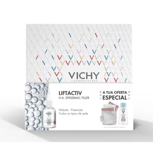 Vichy Coffret Liftactiv Supreme H.A. Epidermic Filler +  Pureté Thermale Água Micelar Pele Sensível + Discos Desmaquilhantes Reutilizáveis