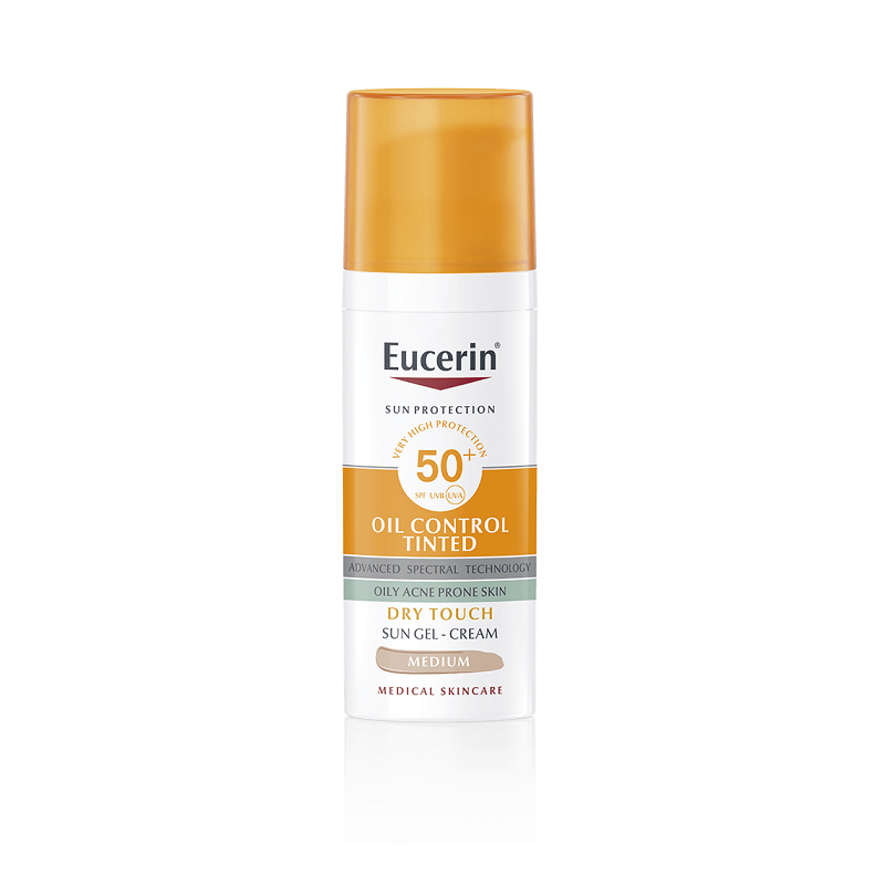 Eucerin Sun Oil Control Tinted Gel-Creme Toque Seco Médio SPF50+ 50mL