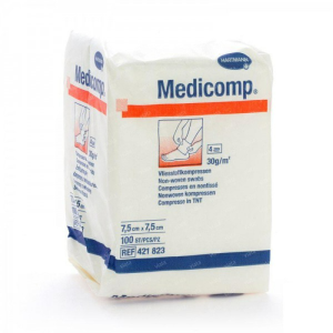 Medicomp Compressas 7,5x7,5cm Tecido Não Tecido Não Esterilizadas 100 Unidades