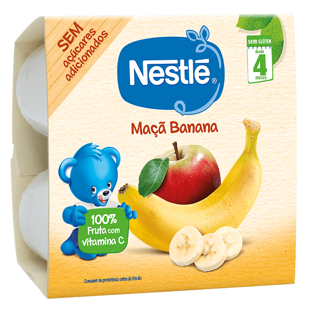 Nestlé Copinhos de Fruta Maçã/Banana 4x100g 4m+